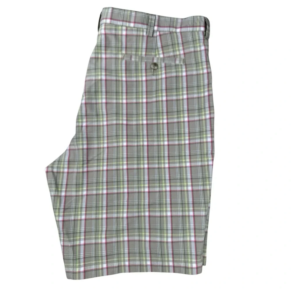 Gold Label Roundtree & Yorke Mens Chino Shorts Size 38 Plaid‎ Golf Tennis Cotton